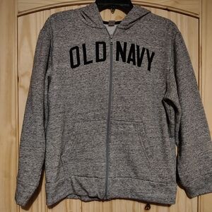 NWOT Old Navy Big Boys Heather Gray Zip Up Jacket Hoodie Size XL (14-16)